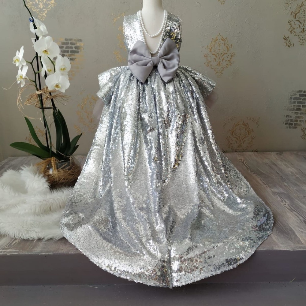 Silver Sequin 5T High Low Dress